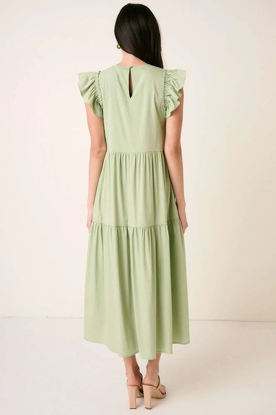 Mittoshop Ruffle Short Sleeve Tiered Maxi Dress