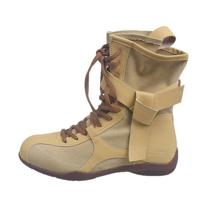 Women's High-top Denim Boots With A Thick Sole And Hidden Platform