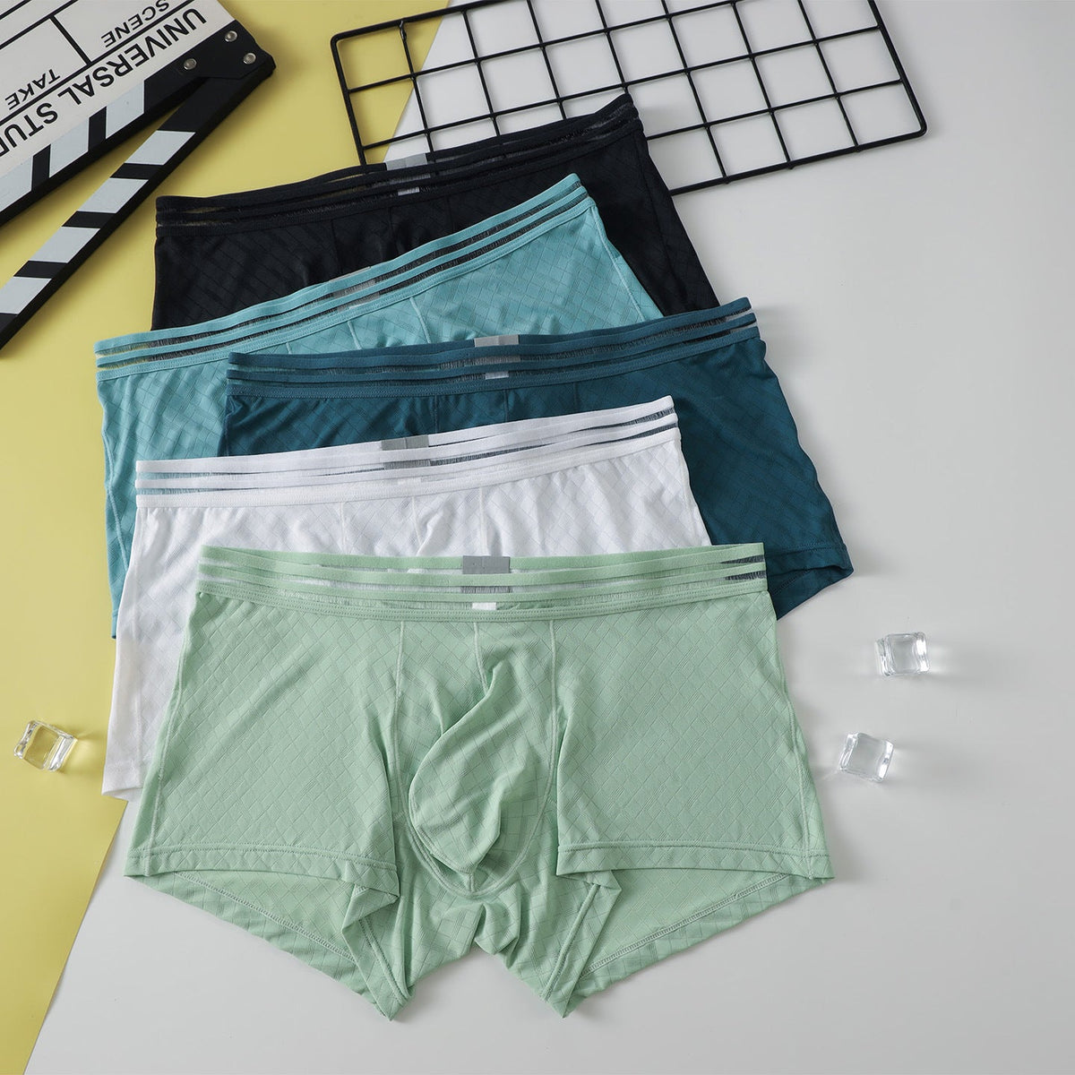 Mens Ice Silk Breathable Sexy Boxer Briefs