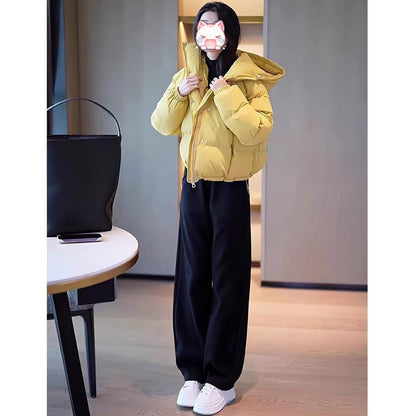 Winter Korean-style Cropped Hooded Cotton Jacket