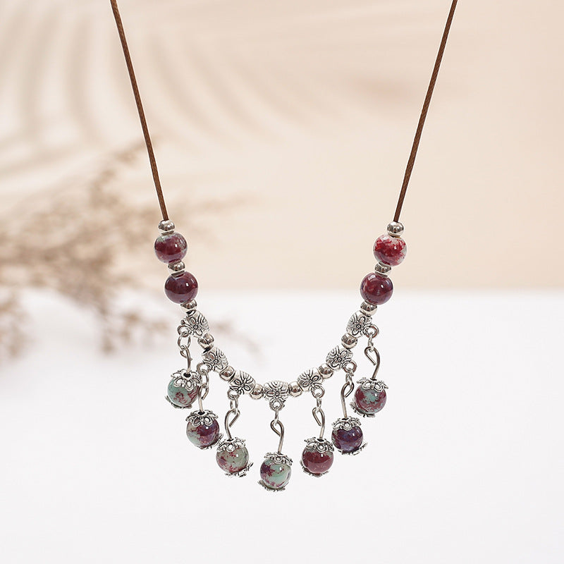Vintage Ethnic-Style Ceramic Necklace For Women