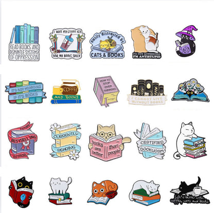 Geometric Cartoon Book Brooch