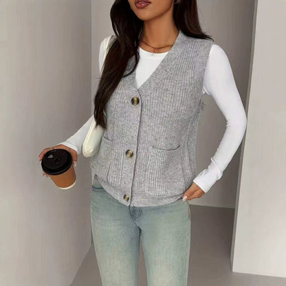 Women's Loose Single Breasted Sweater Vest