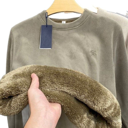 Winter Crew-neck Polar Fleece Long-sleeve T-shirt Hoodie Men's Top