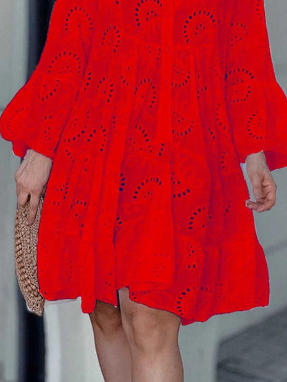 Full Size Eyelet Ruffled Hem Tiered Dress Plus Size