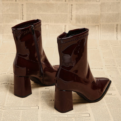 Women's Pointed-toe Chunky-heel Ankle Boots