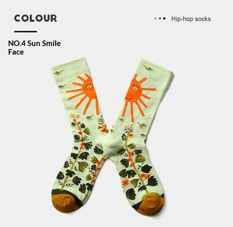 French Creative Socks Illustration Art Socks For Men And Women Couples