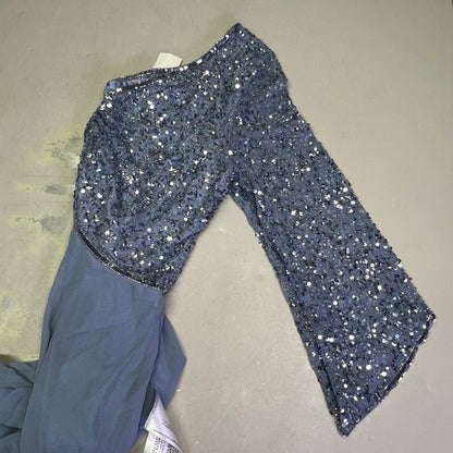 JKARA V-Neck Beaded Long Sleeve Dress Women's Sz 16 Dusty Blue 5206DB