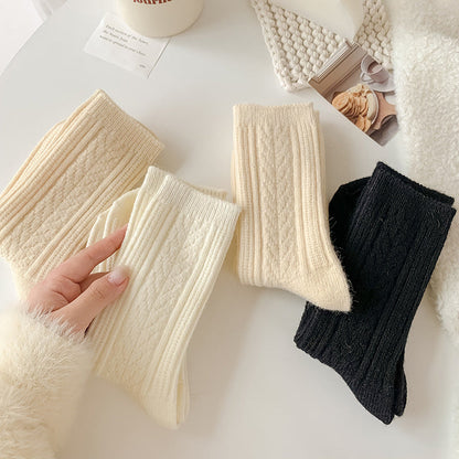 Milky White Twist Wool Socks Children