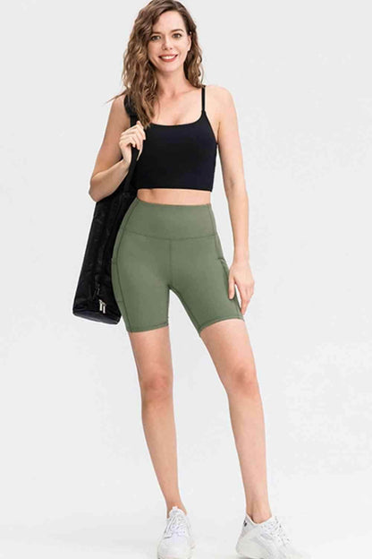 Wide Waistband Sports Shorts with Pockets for Active Wear
