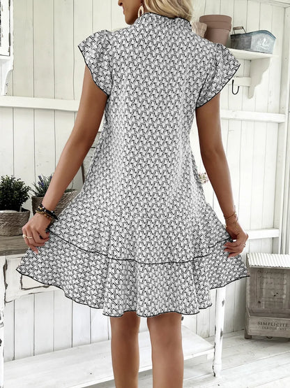Full Size Ruffled Layered Printed Mini Dress Plus Size