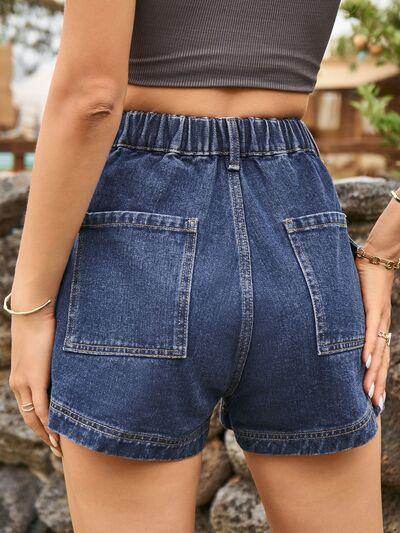 High Waist Denim Shorts with Pockets for Summer Style