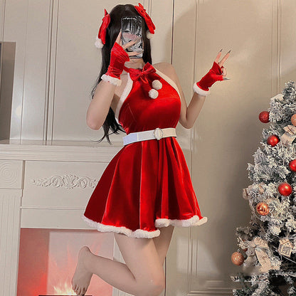 Women's Fashion Simple Christmas Clothes Night Skirt Suit