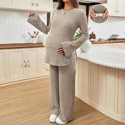 Knitted Maternity Pants With Adjustable Waist Maternity Outfit