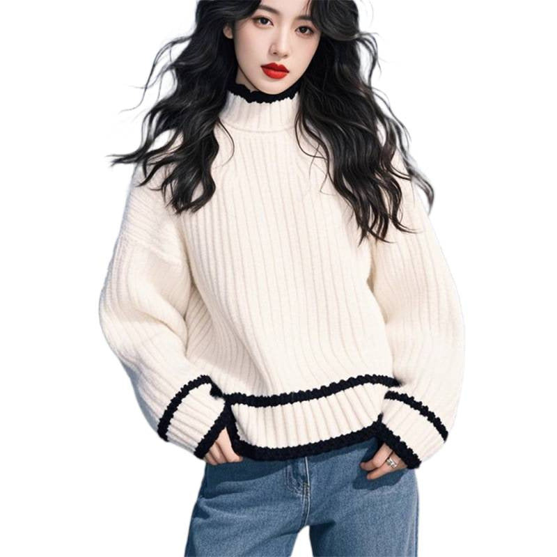 Women's Loose-fit Retro Casual Knit Top