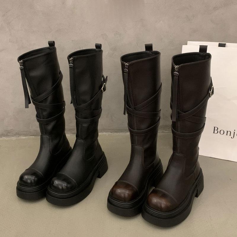 Womens Chunky-heeled Leg-lengthening Equestrian Boots