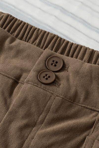 Half Elastic Waist Straight Pants for Comfortable Fit