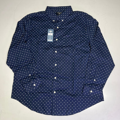 DOCKERS Stain Defender Button Up Shirt Daisy Pattern Men's Sz XXL Navy Blue