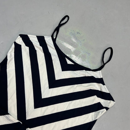 ANNE TAYLOR Knee Length Soft Tank Dress  Women's Sz M Navy Blue/White 17787512