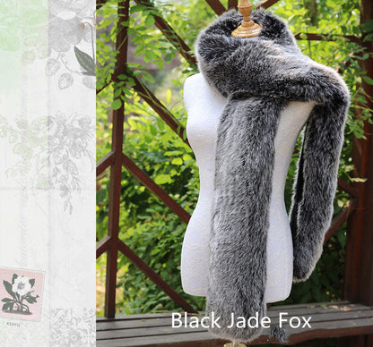 Faux Fox Fur Scarf And Fur Long Women Winter