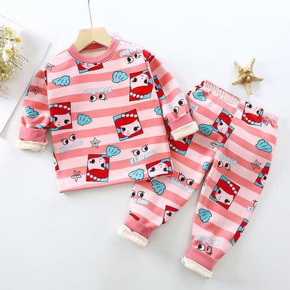 Children Velvet Thermal Underwear Suit