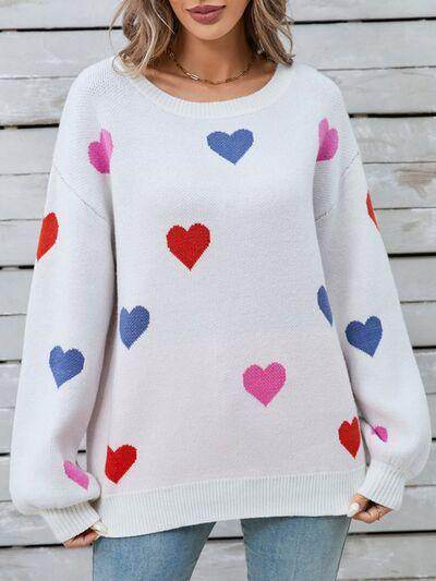 Angel Wings Heart Round Neck Long Sleeve Sweater for Women