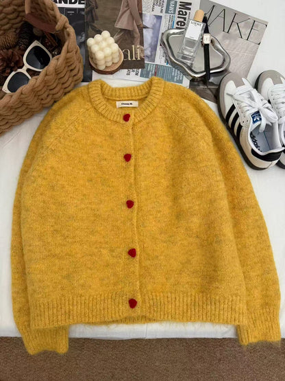 Women's Casual Knit Cardigan With Contrasting Buttons