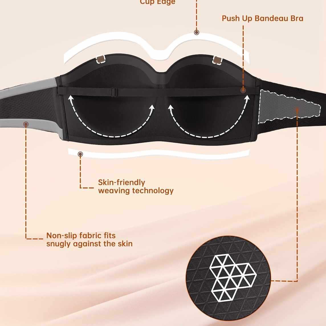 Womens Strapless Bras With WirelessUnderwire, Multiway Styles