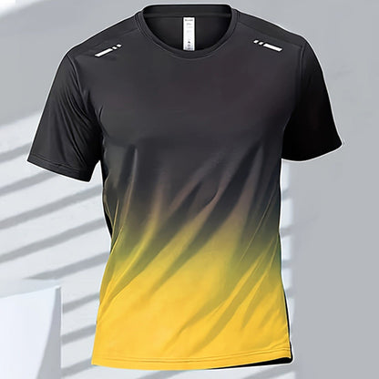 Trendy Sportswear With A Gradient Print And Short Sleeves For Men