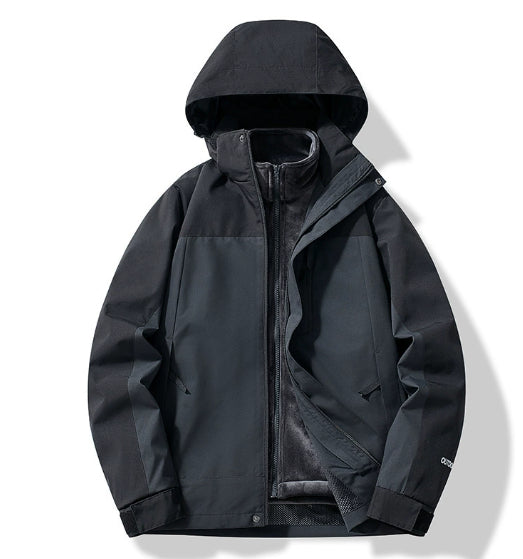 Three-in-one Outdoor Keep Warm Couple Color Matching Shell Jacket