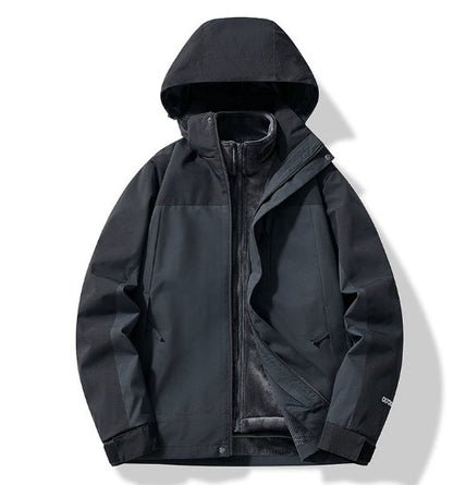 Three-in-one Outdoor Keep Warm Couple Color Matching Shell Jacket