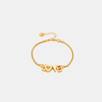 Titanium Steel Rhinestone Letter Bracelet