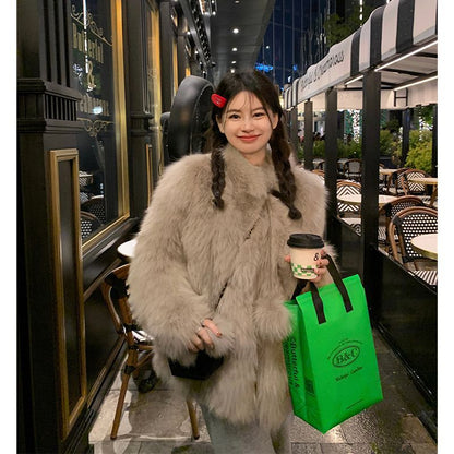 Fashion Fur Young Women Slimming Coat