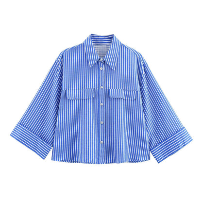 Retro-style Striped Blouse For Women