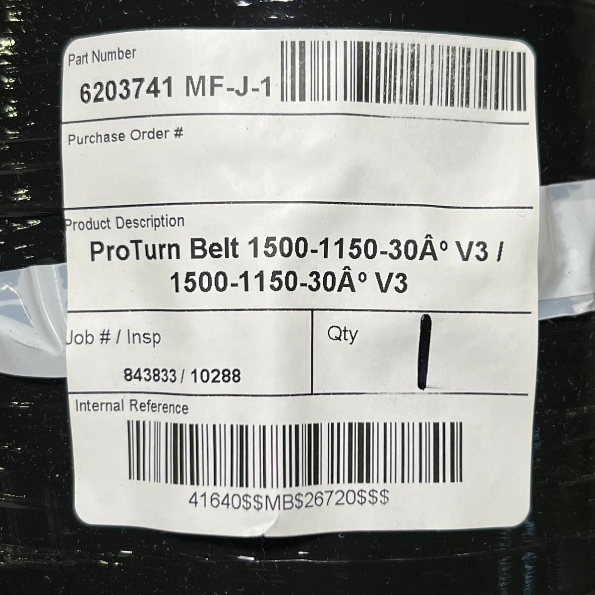 ProTurn Belt 1500-1150 Sz 15 5/8 X 15 5/8 X 26, Black 6203741 MF-J-1