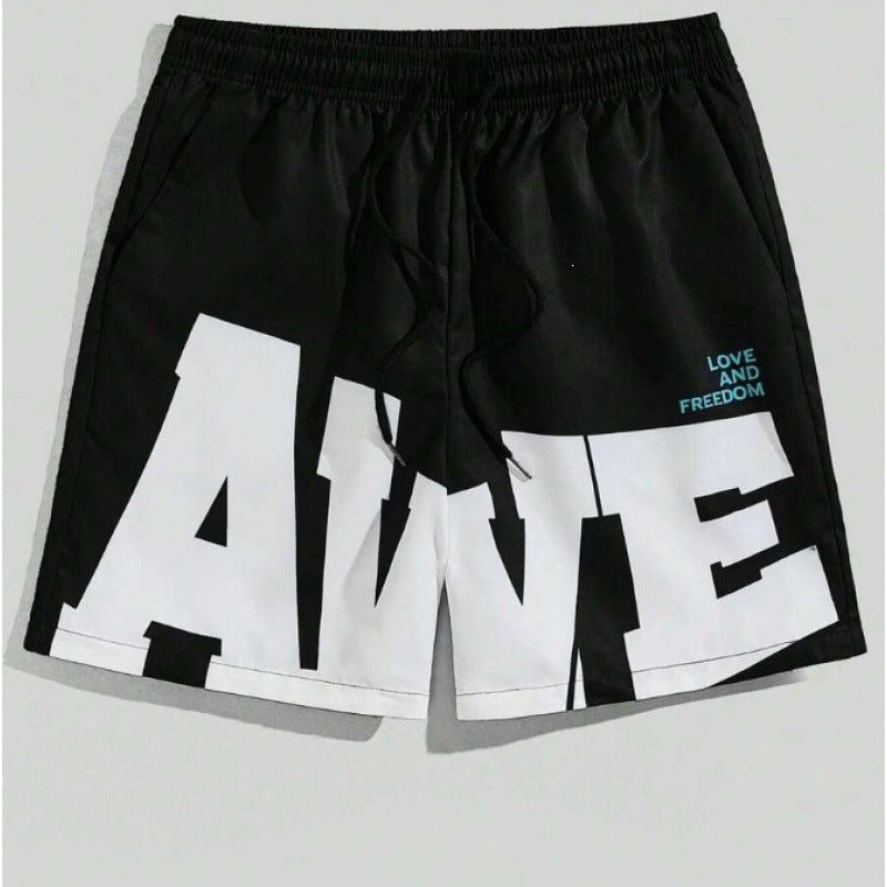 American-style High-street Beach Shorts With A Large 3D Letter Print
