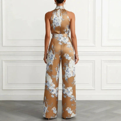 Sleeveless High Waisted Wide Leg Jumpsuit