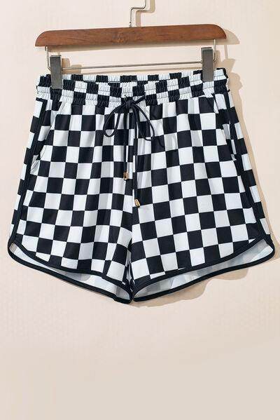 Drawstring Checkered Shorts with Pockets for Summer Fun