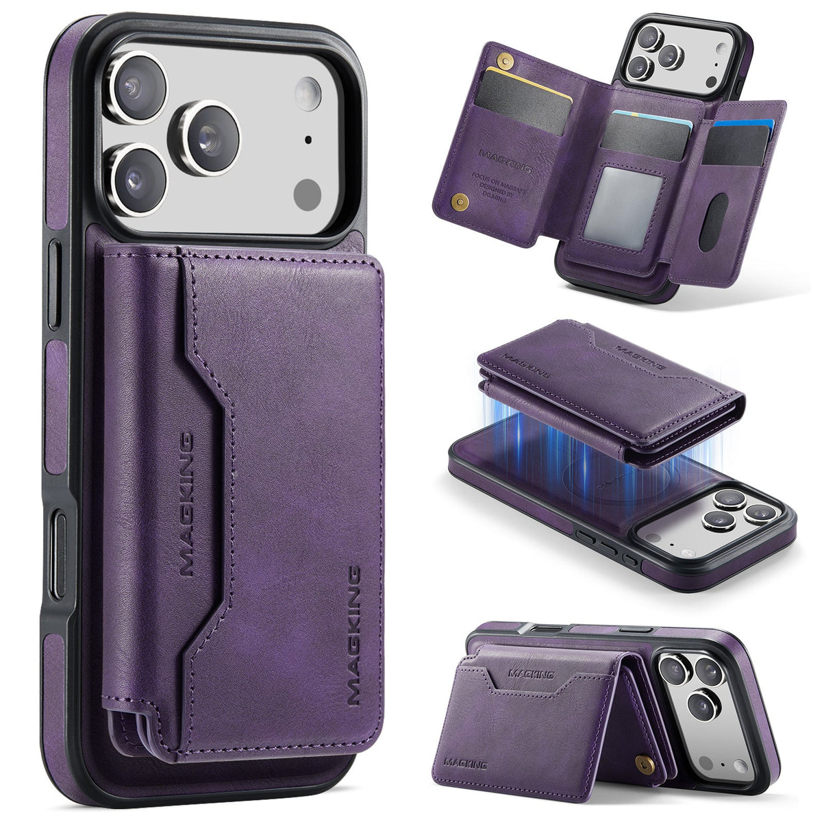 Magnetic Wireless Charging Phone Case Protective Leather Cover