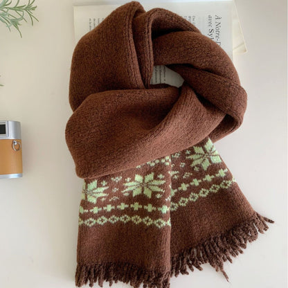 Fair Isle Wind-pattern Gray Knitted Scarf Couples Neck Warmer