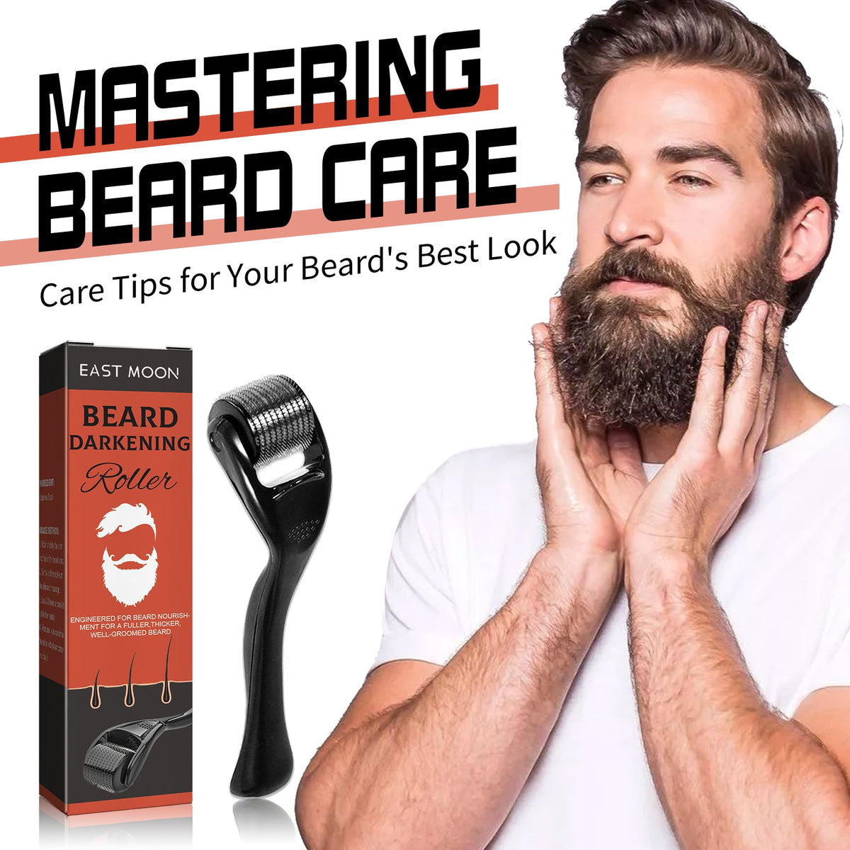 Beard Bushy Roller, Strong Root Moistens Soft Light For Men Nourishing Bushy Growing Beard Comb