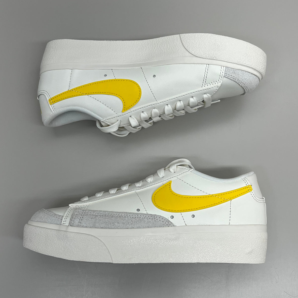 NIKE Shoes Blazer Low Cut Platform Sneaker Sz Women's 6.5 Men's 5 Yellow/Grey/White