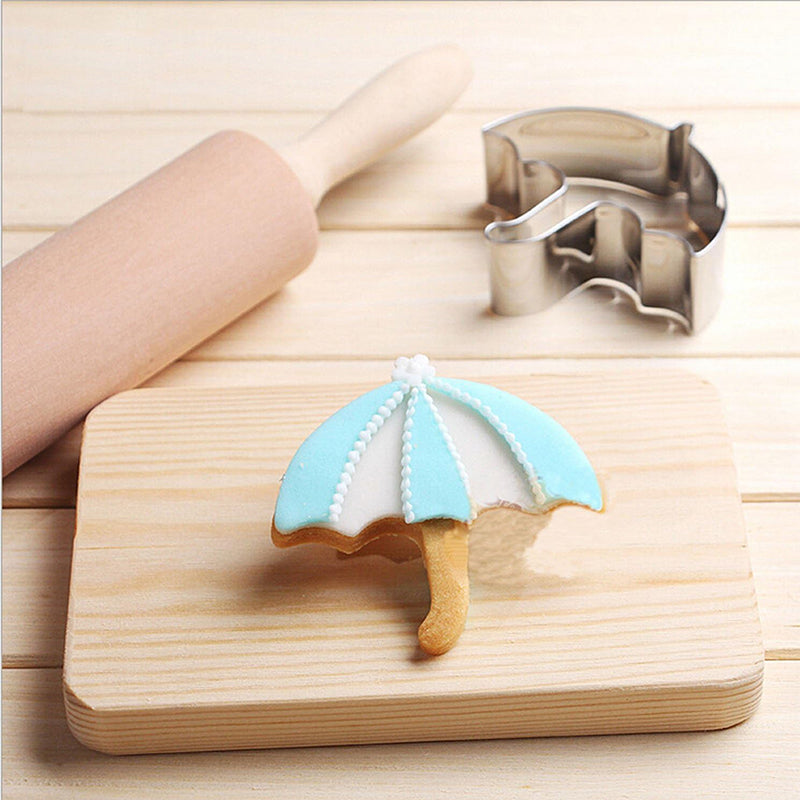 Sugar Candy Tools: Stainless Cutters, Choco Molds, Umbrella Cutter, 6 - pce Biscuit Kit for Fam & Party