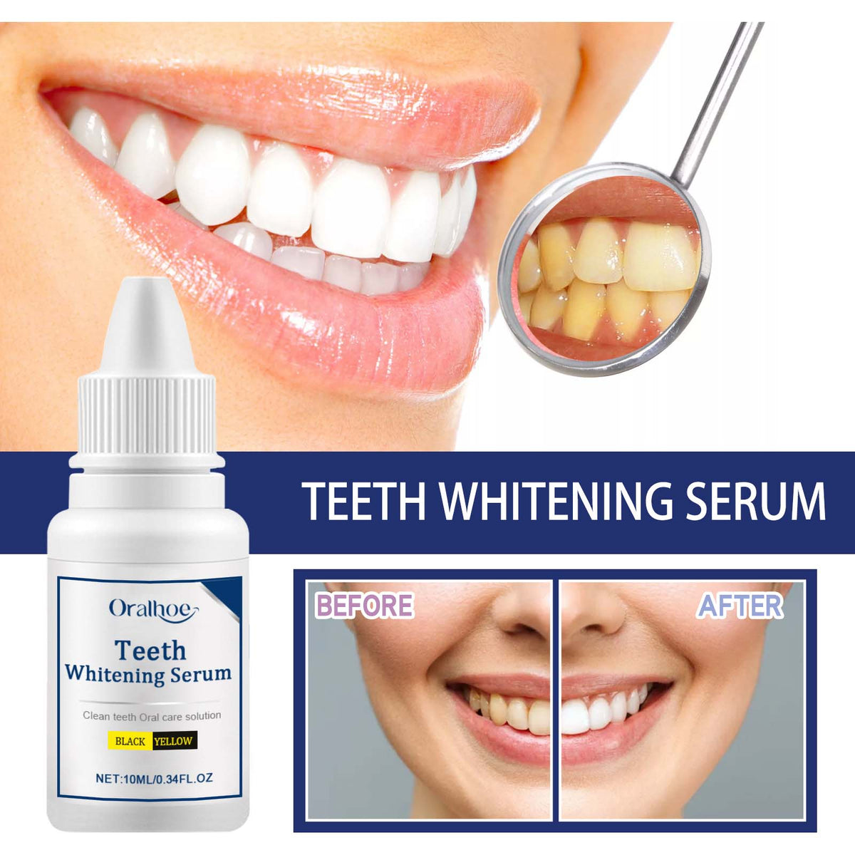 Teeth Whitening Serum, Remove Stains Yellow Dirt Deep Cleaning Whitening Essence