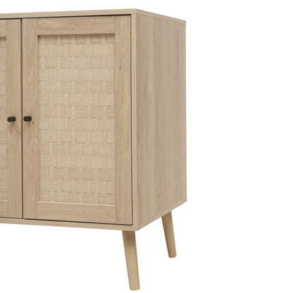 4 Door Accent Cabinet Sideboard Buffet Storage Cabinet with Adjustable Shelf for Entryway Living Room Bedroom