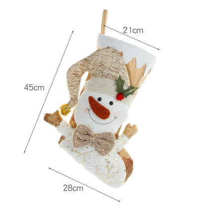 Christmas Decorative Socks Gift Bag Candy Bag Jewelry Gold 3D Christmas Socks Gift Bag
