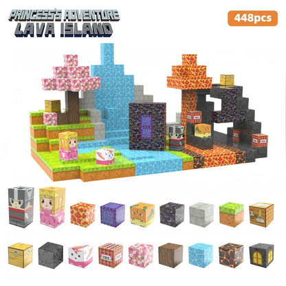 My Building World Magnetic Cube DIY Cherry Blossom Mountain Children's Educational Puzzle Assembly Toy Gift