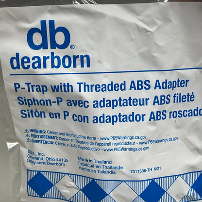 DB DEARBORN 1-1/2” P-Trap w/ Threaded ABS Adapter White P9704AB