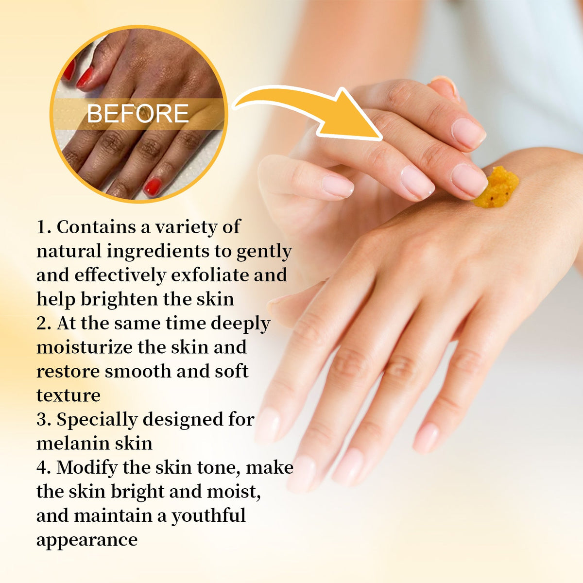 Turmeric Body Scrub Cleanses Skin Exfoliating Melanin Whitening Moisturizing Skin Scrub