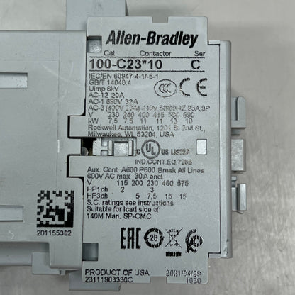 ALLEN BRADLEY IEC Contactor Non-Reversing 120/110v 60/50hz Grey 100-C23D10